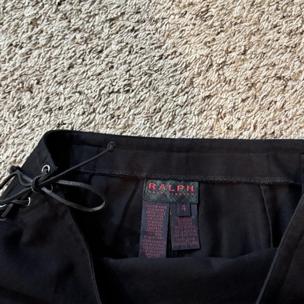 Vtg RALPH LAUREN Black Side Lace-Up ‎ Mini Skirt Y2K Women's 4 Never Worn - Picture 4 of 11